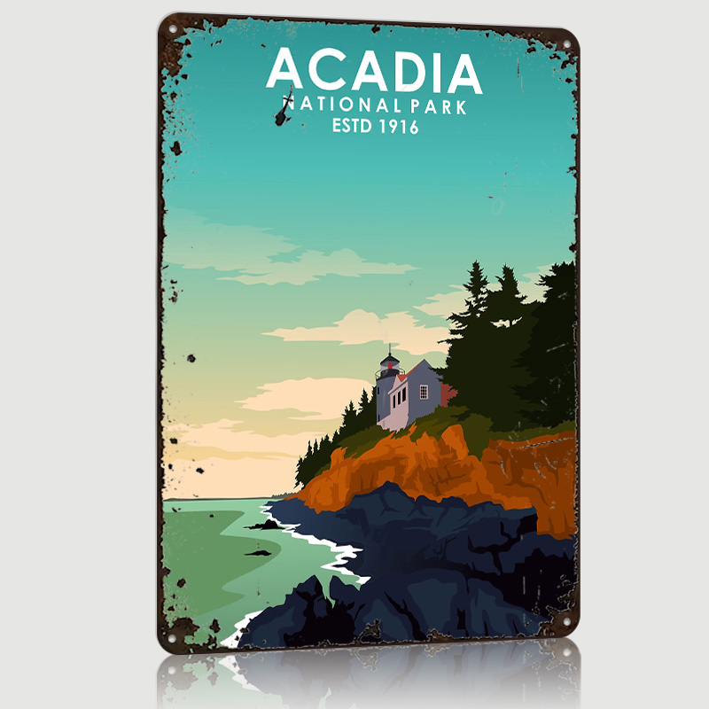 Retro Poster Gaming - Acadia Ulusal Parkı Baskı Posteri Özelleştirilmiş