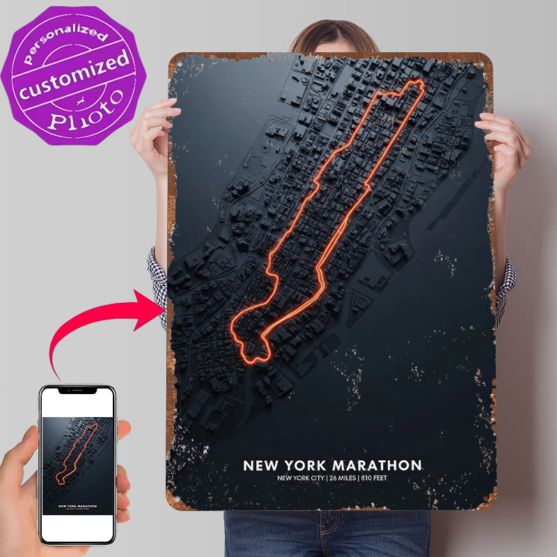 Retro Gaming York - New York Maratonu Haritası Teneke Poster