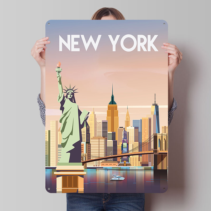 Retro Gaming York - New York Metal Poster Özel Duvar