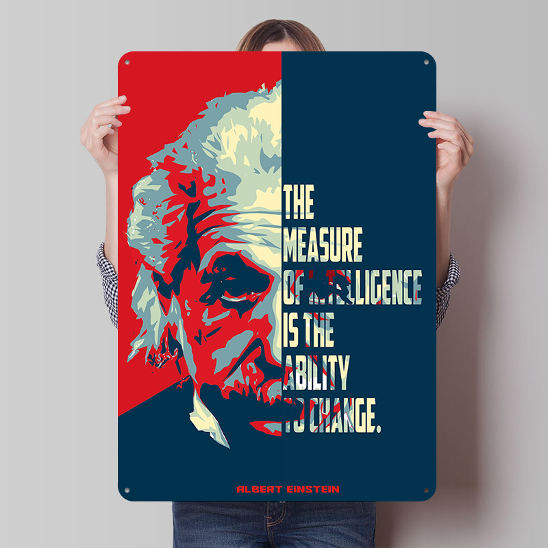 Retro Poster Gaming - Albert Einstein Alıntıları Teneke Poster Özel