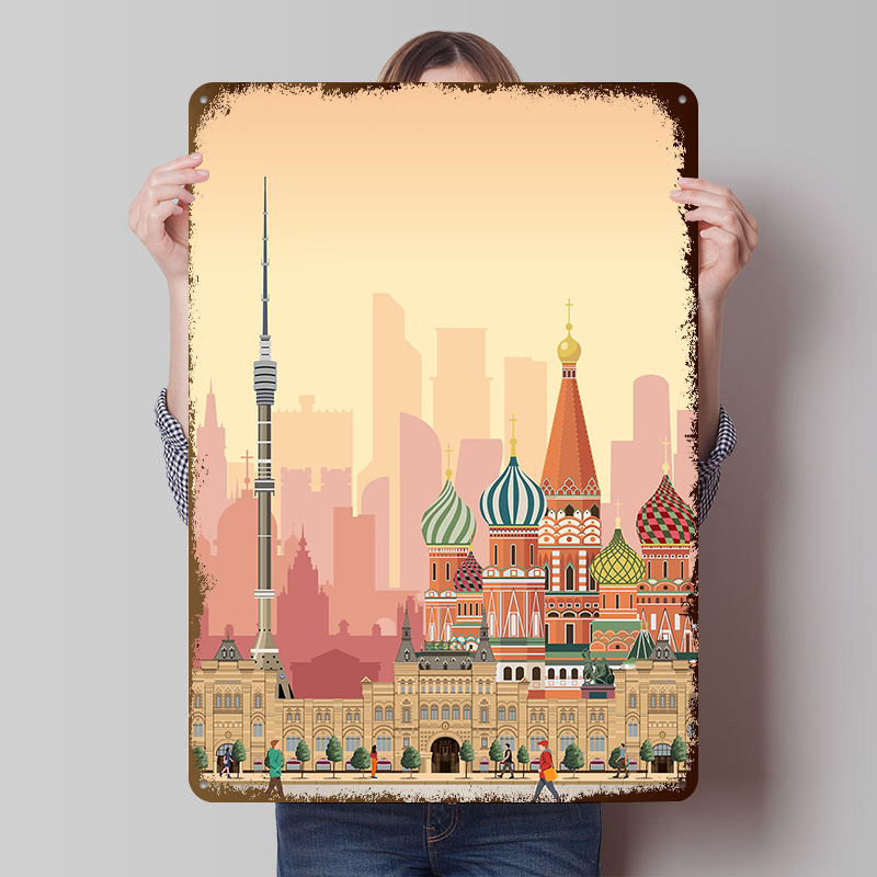 Retro Poster Gaming - Moskova Seyahat Baskılı Poster Özelleştirilmiş Retro