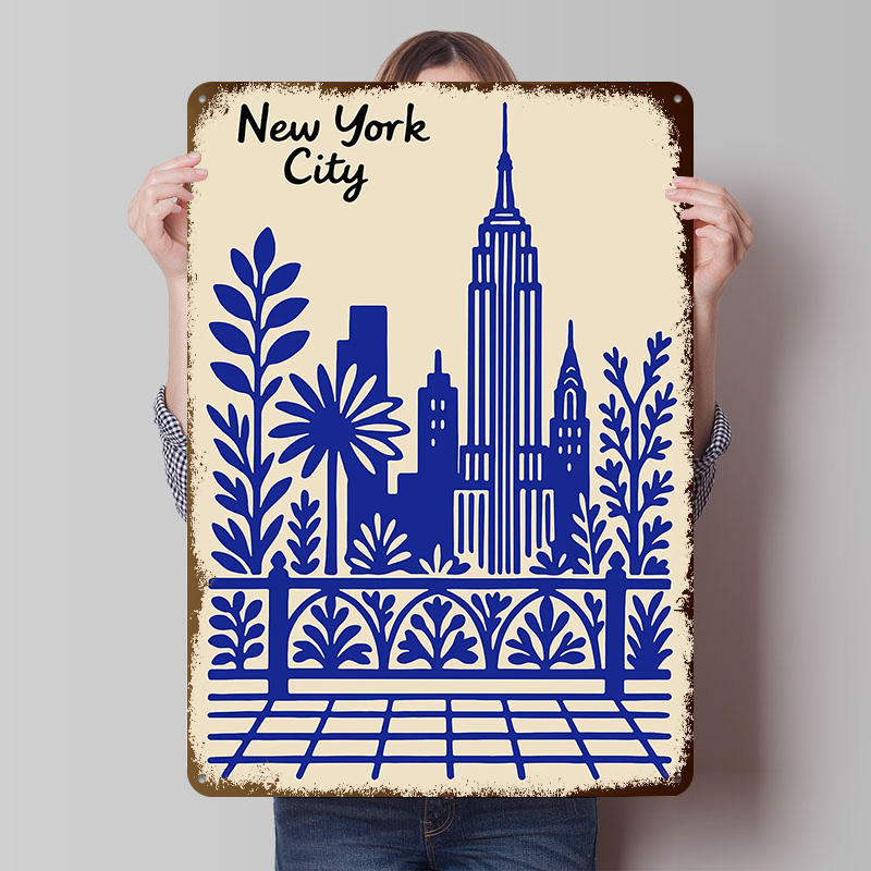 Retro Gaming York - New York Şehri Mavi Poster Özelleştirilmiş