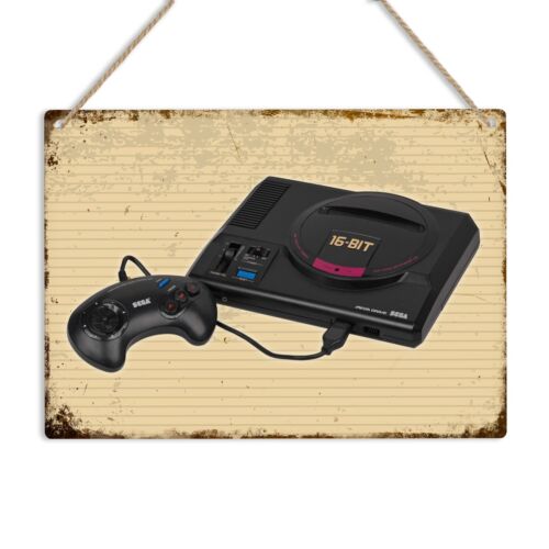 Retro Poster Gaming - Mega Drive Retro Oyun Konsolu Metal