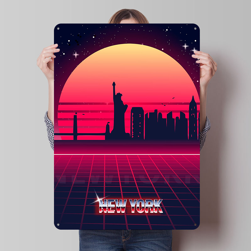 New York Skyline Metal Poster  - Retro Gaming York incelemesi ve fiyatı
