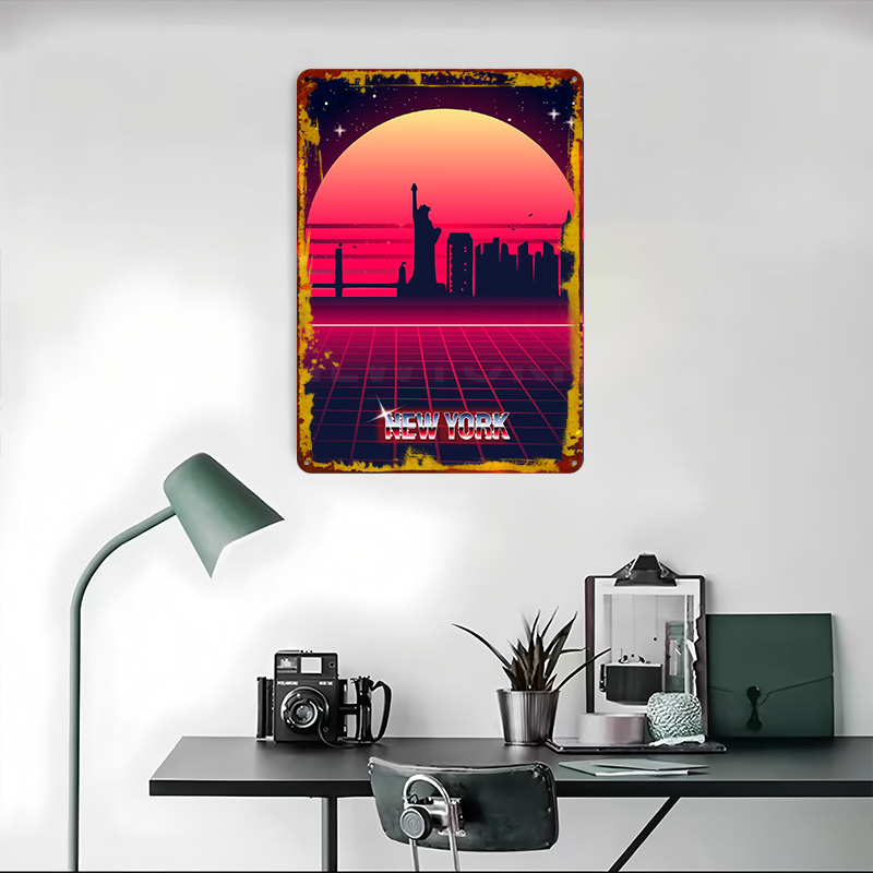 New York Skyline Metal Poster  - Retro Gaming York incelemesi ve fiyatı